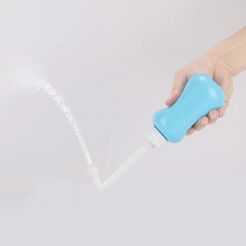 Postpartum Peri Bottle For Gentle Perineal Cleansing And Comfort, 12.7 Oz, Blue, Leak-Proof Design, soft material, in use