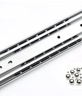Zero Fuss Full Extension Drawer Slides 12 Inch Ball Bearing Guide Tracks Side Mount Runner Set showing rust proof steel rails with ball bearings.
