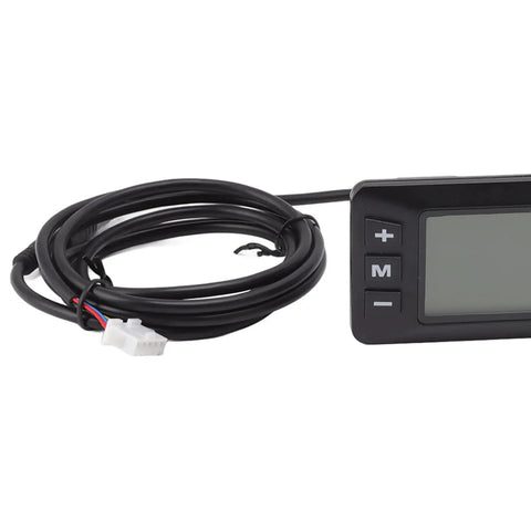 GD01 Electric Bike Dashboard Meter With LCD Screen For 22.2mm Handlebar showing buttons and cable