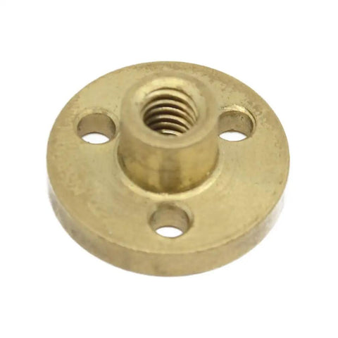 Close-up of brass nut from 100 Millimeter T5x2 Lead Screw And Brass Nut Kit For 3D Printer And CNC Z Axis 1mm Pitch Two Starts Two Millimeter Lead