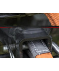 Close-up view of Built Tough Stainless Steel Trailer Hitch Pin in receiver lock, showcasing secure fit and heavy-duty design.