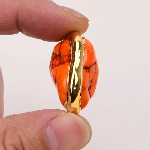 Stylish Freeform Orange Turquoise Spacer Beads With Dope Gold Electroplated Shine For Crafting Head Turners And Leveling Up Your Personal Style Game And Craft Projects