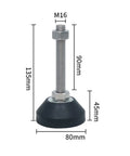 Adjustable Furniture Leg Leveling Feet With Threaded Mounts Fast Wobble Eliminator, M16, 135mm tall, for stable table support.