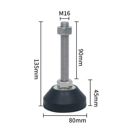 Adjustable Furniture Leg Leveling Feet With Threaded Mounts Fast Wobble Eliminator, M16, 135mm tall, for stable table support.