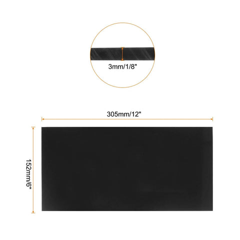 Two Pack UHMW Polyethylene Sheets Six By Twelve Inches One Eighth Inch Thick Black Plastic dimensions indicated
