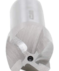 Corner rounding end mill, HSS, close-up view of its cutting edges