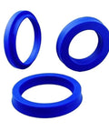 Badass U And Y Hydraulic Oil Seal Set Featuring Tough Polyurethane Lips That Resist Wear And Oil Degradation Perfect Fit For Inner Diameters Spanning 80 Up To 115 Millimeters Comes In 3 Pieces Ready To Handle Heavy Loads Like A Boss. Three blue polyurethane hydraulic oil seals, 80-115mm, for piston rod sealing