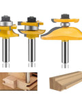 Raised Panel Router Bit Set Pro Grade 1/2 Inch Shank Three Piece Round Over Rail And Stile Cabinet Door Woodworking Cutter