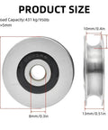 Beefy 2Pcs Stainless Steel Deep U Groove Pulley 8mm Inner Dia Wheel Bearings Wire Rope Pulley Bearing Steel Cable Pulley Load Bearing 431Kg For Industry Equipment size chart, 50mm wheel, 8mm bore