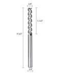 SpeTool 1/4in shank carbide end mill for aluminum, 3 flutes, 3.5in length (front view)