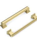 Brushed Gold Cabinet Handles 10 Pack 5 Inch Hole Center Pulls Square Drawer Pulls For Kitchen Cabinets Bathrooms And Bedroom Furniture
