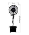 Heavy Duty Floor Standing Pedestal Fan With Wide Angle Oscillation For Indoor Outdoor Cooling Built Tough, height 165-195cm, width 71cm.