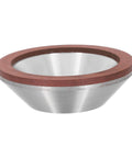 Diamond Concave Cup Grinding Wheel for Sharp Metal And Carbide Tasks Super Versatile Silvertone Polishing Disc close-up view.