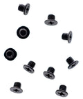 Straight Up 10 Pack M3 X 3mm Phillips Flat Head Machine Screws Black for Laptop Bottom Case Cover in a close-up view.