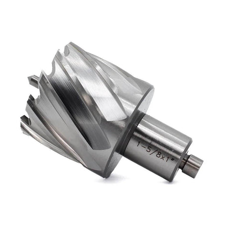 Oscarbide annular cutter with 3/4 in Weldon shank; 1-5/8 in cut dia, 1 in DOC, for magnetic drill press.
