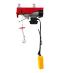 Built Like A Tank Electric Hoist Winch 220 Pound Capacity Portable Overhead Crane With Remote and galvanized rope, front view.