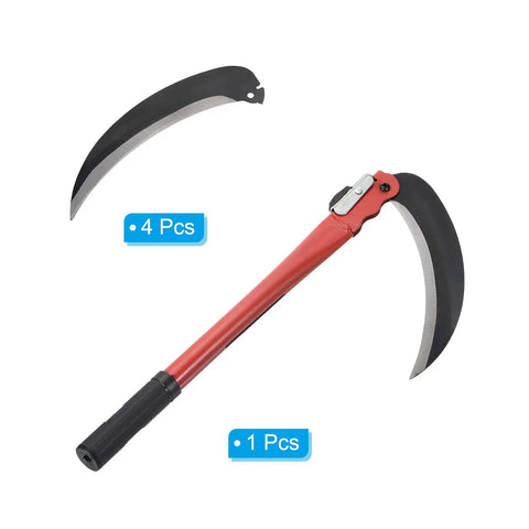 Folding Harvest Sickle With Manganese Steel Blade, 17 Inch Folding Garden Tool for Weeds and Brush Cutter, Scythe and Grafting Knife