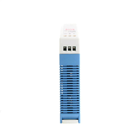 MDR-20-24 24VDC DIN Rail Power Supply 1A 20W front view with blue vented корпус for automation panels