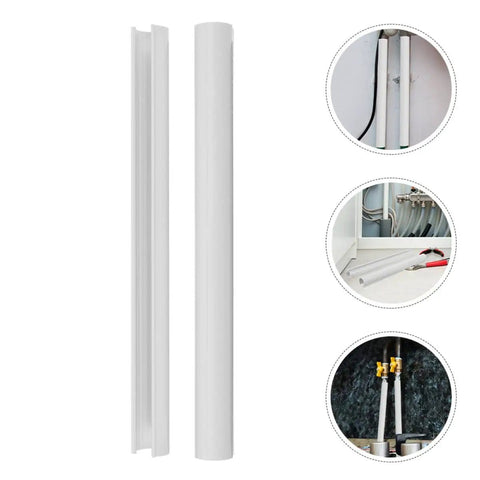 Four Piece Radiator Pipe Covers 15x300mm White Insulated Sleeve for Indoor and Outdoor Water Pipes, Easy Install and Durable Plastic Guard