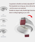 14 Pack White Led Retrofit Can Lights With No Fuss Anti Glare Baffle Trims adjusting flexible lampshade showcasing 30-degree angle.