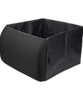 Premium Dual Purpose Car Seat Storage Box With Built In Lumbar Support Cushion For Tesla Cybertruck, durable polyester organizer in black.