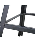 Close-up of cross-braced frame of Beefy 13 By 23 Inch Butcher Block Tool Table With 700 Pound Capacity And About 30 Inch Tall Vibration Reducing Stand.