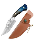 4 Inch Outdoor Cleaver Knife For Camping And Survival With Hand Forged Blade, and protective cover displayed on white background.