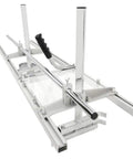 Portable Chainsaw Mill 36 Inch Rail Guide System For Quick Setup Fits 14 To 36 Inch Chainsaw Bars Adjustable Thickness From 1/2 Inch To 12 Inch Pro Grade DIY Friendly Durable Steel And Aluminum Build For Rugged Wood Milling showing metal rails and handles