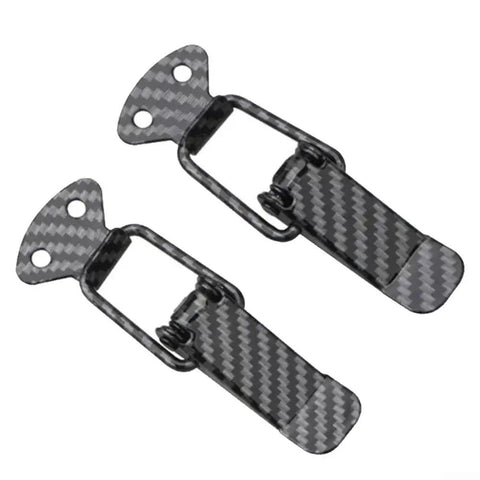Set Of 2 Carbon Fiber Style Bumper Lock Clips With Quick Release Hooks Heavy Duty Auto Exterior Panel Fasteners For Secure Fit