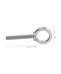 Stainless Steel Eyebolt M10x60 Threaded Anchor Eye Bolt For Concrete Mounting Beefy Heavy Duty Wall And Ceiling Use With Nuts And Anti Loosening Washers, side view with dimensions