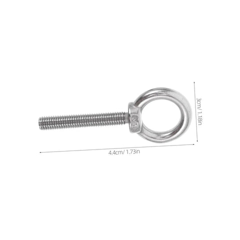 Stainless Steel Eyebolt M10x60 Threaded Anchor Eye Bolt For Concrete Mounting Beefy Heavy Duty Wall And Ceiling Use With Nuts And Anti Loosening Washers, side view with dimensions