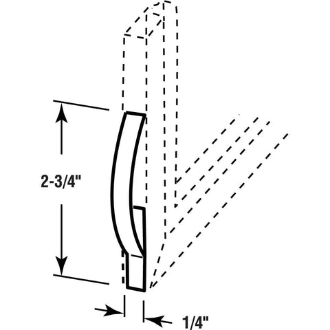 Diagram of Spring Steel Corner Mount Flat Window Tension Springs For Sliding Window Screens, showing dimensions 2-3/4" x 1/4".