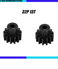 Beefed-Up 2 Pack 13-Tooth Hardened Steel Pinion Gear 32 Pitch 3mm Shaft Heavy-Duty Upgrade, CNC machined for RC trucks