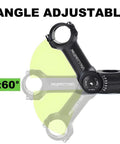 Adjustable MTB Stem for 25.4mm to 31.8mm Bars and 28.6mm Steerer, 60 Degree Aluminum Riser Stem with angle adjustment mechanism