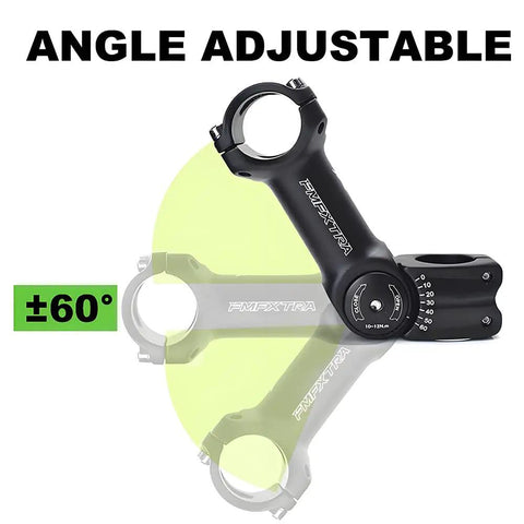 Adjustable MTB Stem for 25.4mm to 31.8mm Bars and 28.6mm Steerer, 60 Degree Aluminum Riser Stem with angle adjustment mechanism