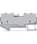 Ten Pack DIN Rail Terminal Block 4 Wire 2.5mm2 Spring Clamp Connector 300V ST 2.5 Quattro Green Heavy Duty front view