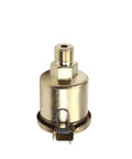 Side view of a gold tone copper-plated oil cup cap, M10x1 size, for lathe oil dispensers, part of a 2 Pack M10x1 6ml Oil Cup Cap For Lathe Machine Oil Dispenser Copper Plated On Iron Gold Tone Replacement Oiler Cap Set Compatible With Most Engine Lathes CNC Machines Precision Workshop Upgrade
