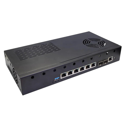 Next Gen Bpi R4 Pro Wifi 7 Router Board Packing Eight Gb Ddr4 And Mtk Rt7988a Core With Dual Ten Gig Sfp Plus Ports, rear view.