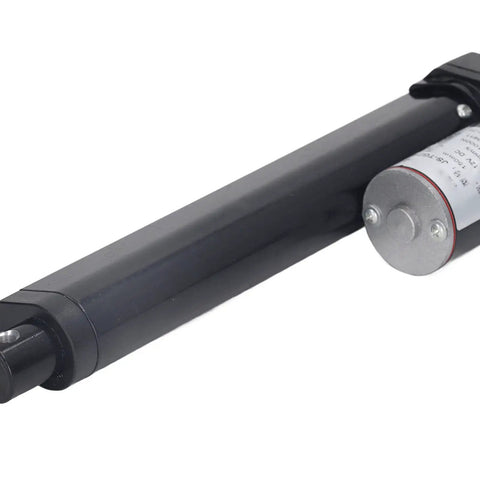 Silent 1000N 12V DC Linear Actuator IP65 Waterproof, black, close-up view, for sofas, medical beds, exhibits, and camera racks.