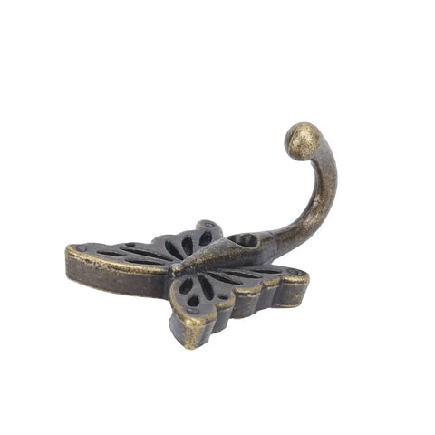 Heavy Duty Vintage Wall Coat Hooks A Real Heavy Hitter Five Piece Set Pre Drilled Screws Included No Sweat Installation For Hanging Jackets Bags Everyday butterfly design hook with aged finish.