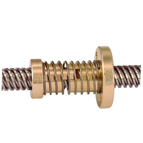 Close-up of Beefy 2 Sets Printer Lead Screw Kit with copper nut and stainless steel screw for smooth operation in 3D printers and CNC.