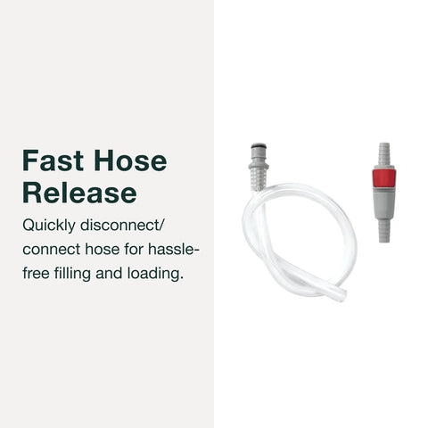 Osprey Hydraulics quick-connection hose kit; clear flexible tubing with gray end fittings and a red locking sleeve.
