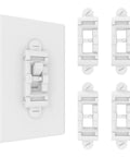 Ultra Thin Light Switch Guard Cover Set Of Four Kid Proof Switch Plate Lock To Prevent Accidental On And Off Easy Install White Wall Plate Protector For Home Safety And Peace Of Mind, shown with one wall plate and four guards