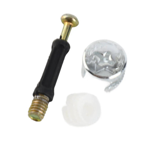 Three in One Eccentric Wheel Connector Kit for Furniture, 100 Sets Pro Grade, showing components with galvanized finish