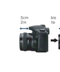 Diagram showing Pro DSLR Underwater Case WP S10 for 2.0 to 5.9 inch lenses with camera size compatibility and dimensions.