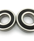 Premium Heavy Duty Washer Tub Bearings And Seal Kit Replacement For Top Load Washers Smooth Spin Fix Easily Swaps Out 131525500 131275200 131462800 AP2578105 407639 AH418071 PS418071 showing two metal bearings with rubber seals.