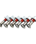 Sprocket Bolt Kit With Nuts And Washers For Off Road Motorcycles, Beefy Galvanized Steel Fasteners displayed in a row