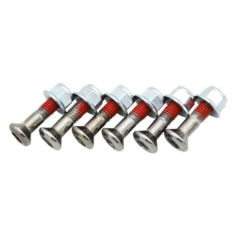 Sprocket Bolt Kit With Nuts And Washers For Off Road Motorcycles, Beefy Galvanized Steel Fasteners displayed in a row