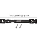 Heavy Duty Steel Drive Shaft For 1 To 10 RC Car Crawler With Six Length Sizes 104 To 139mm Universal Joint Hardened Build For Long Life Includes 4mm Set Pins To Hook Up Pinion And Transmission With Splined Engagement For Realistic Scale Look, 104-139mm shaft with screws