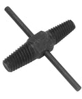 Heavy Duty Broken Screw Extractor Kit For Plumbers With Chrome Steel Dual Head Design To Pull Damaged Bolts From Faucet Pipes And Make Quick Home Repairs Without A Hassle. black threaded extractor tool with T-handle
